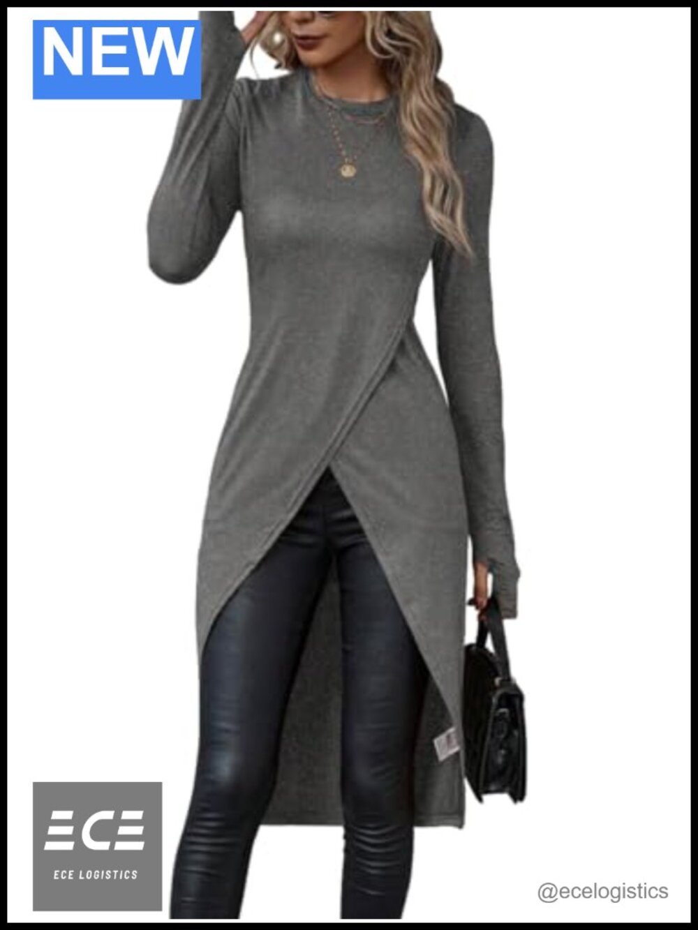 SKAYS Women's High Low Asymmetrical Hem Long Sleeve T-Shirt Top